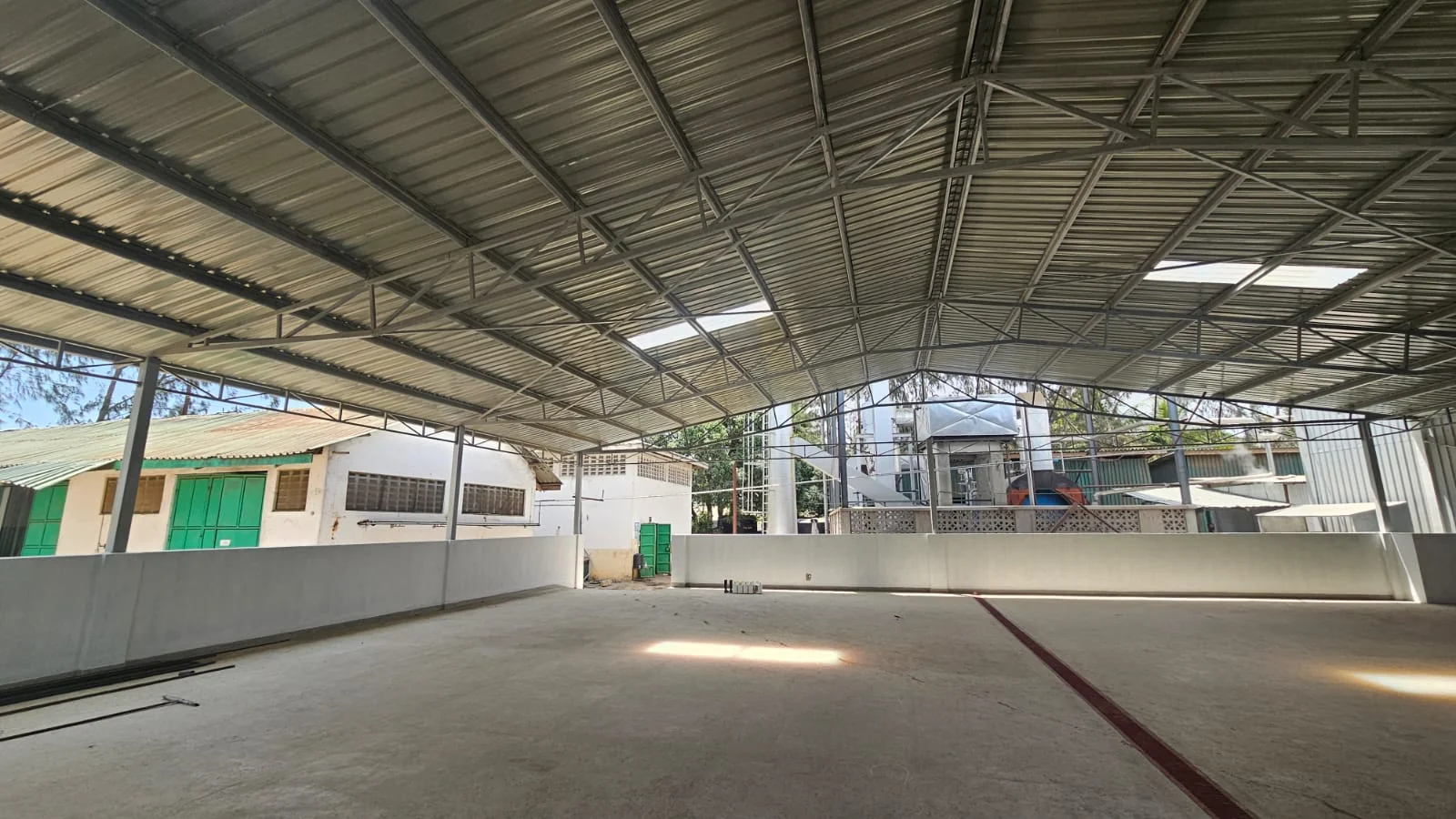 Construction team working on fabricated steel structure
